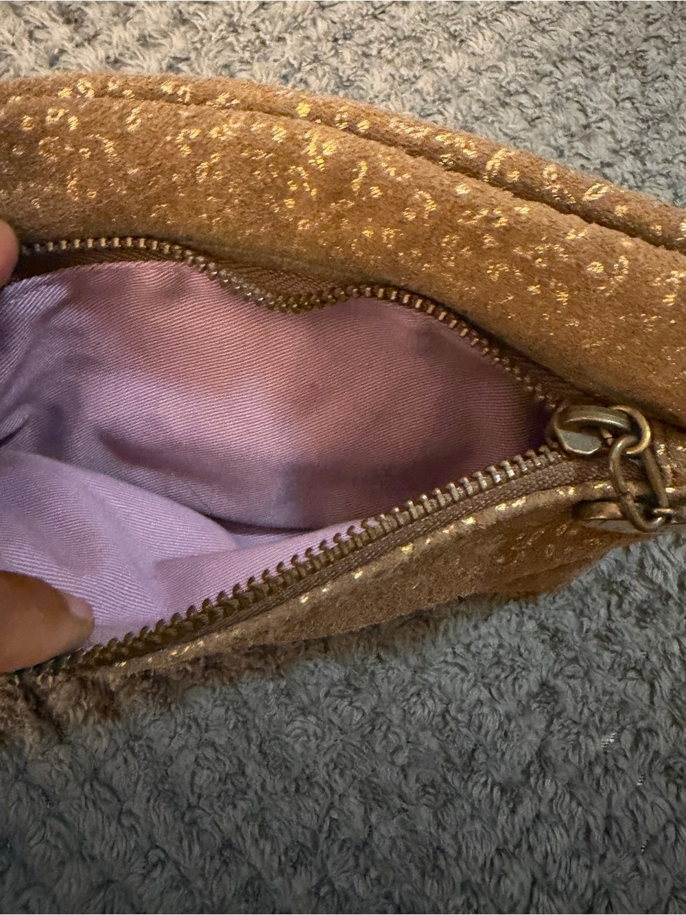 GAP Brown Suede Cosmetic Pouch with Gold Fleck - Picture 3 of 7